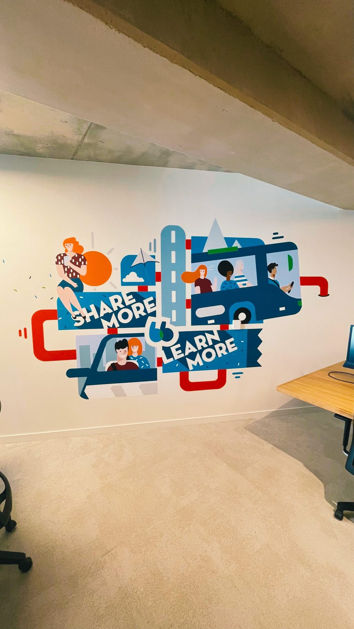 Perspective d'angle — fresque murale BlaBlaCar, Paris