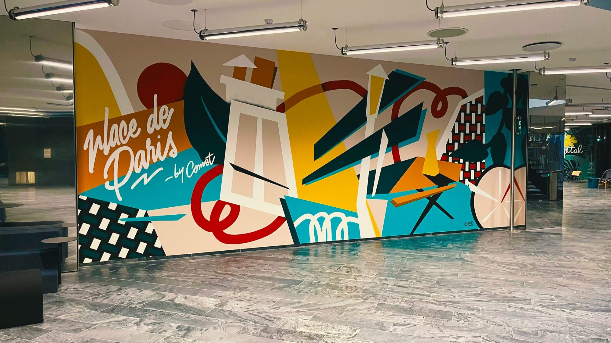 Vue de l'espace — fresque murale Comet · Landscape, La Défense