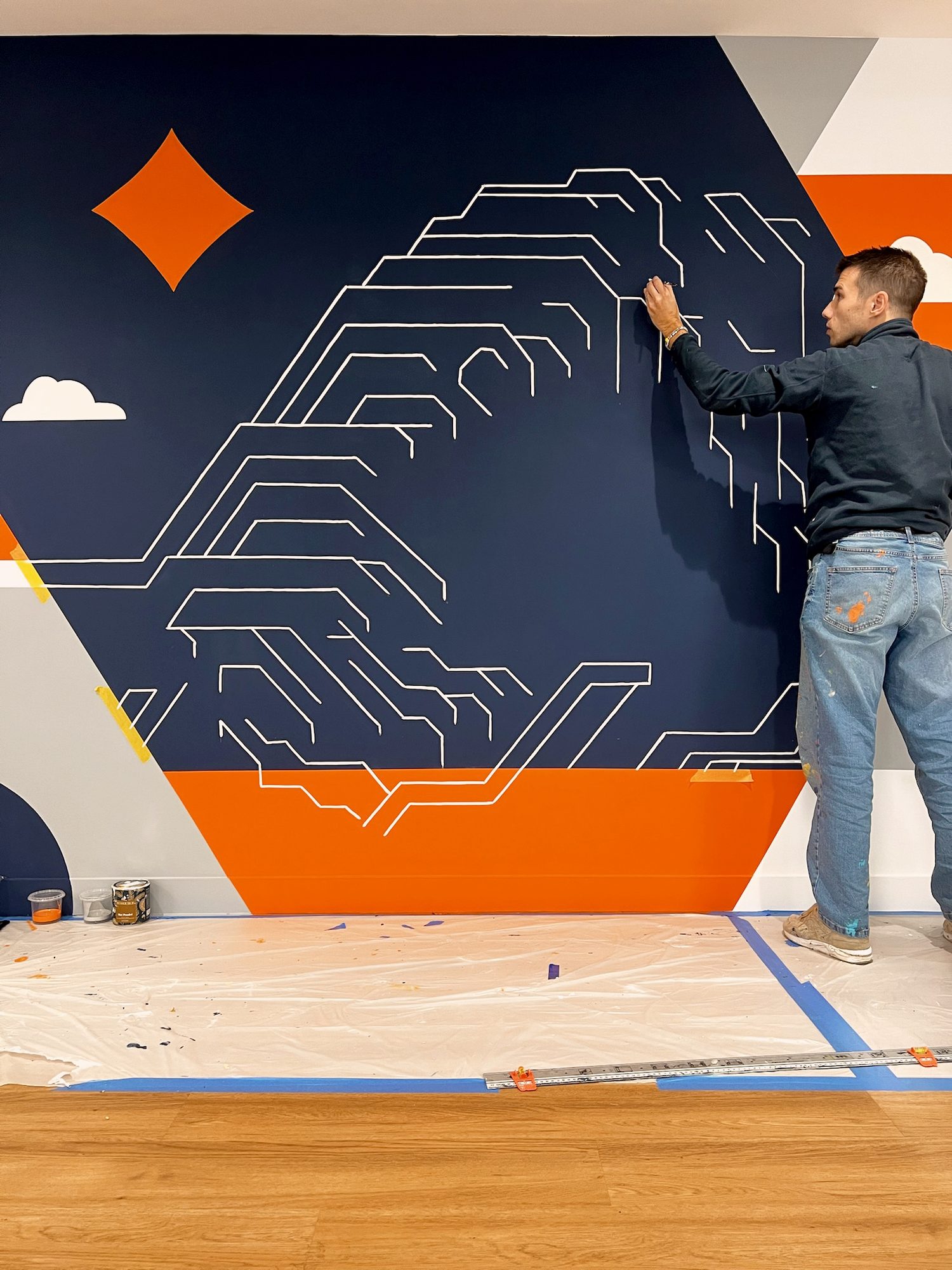 Détail du motif — fresque murale Cybersup, Paris