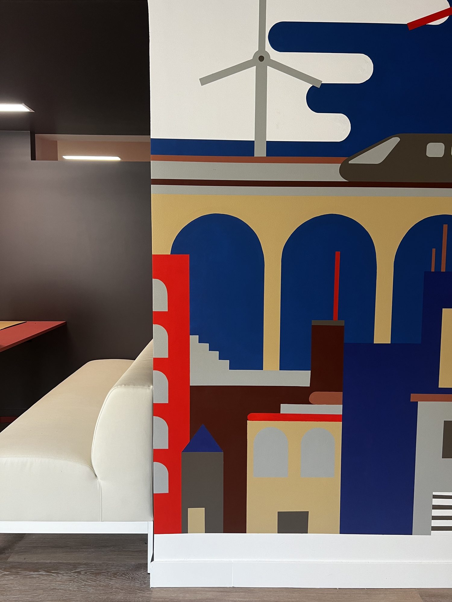 Vue de l'espace — fresque murale ETF · Vinci Construction, Rueil-Malmaison