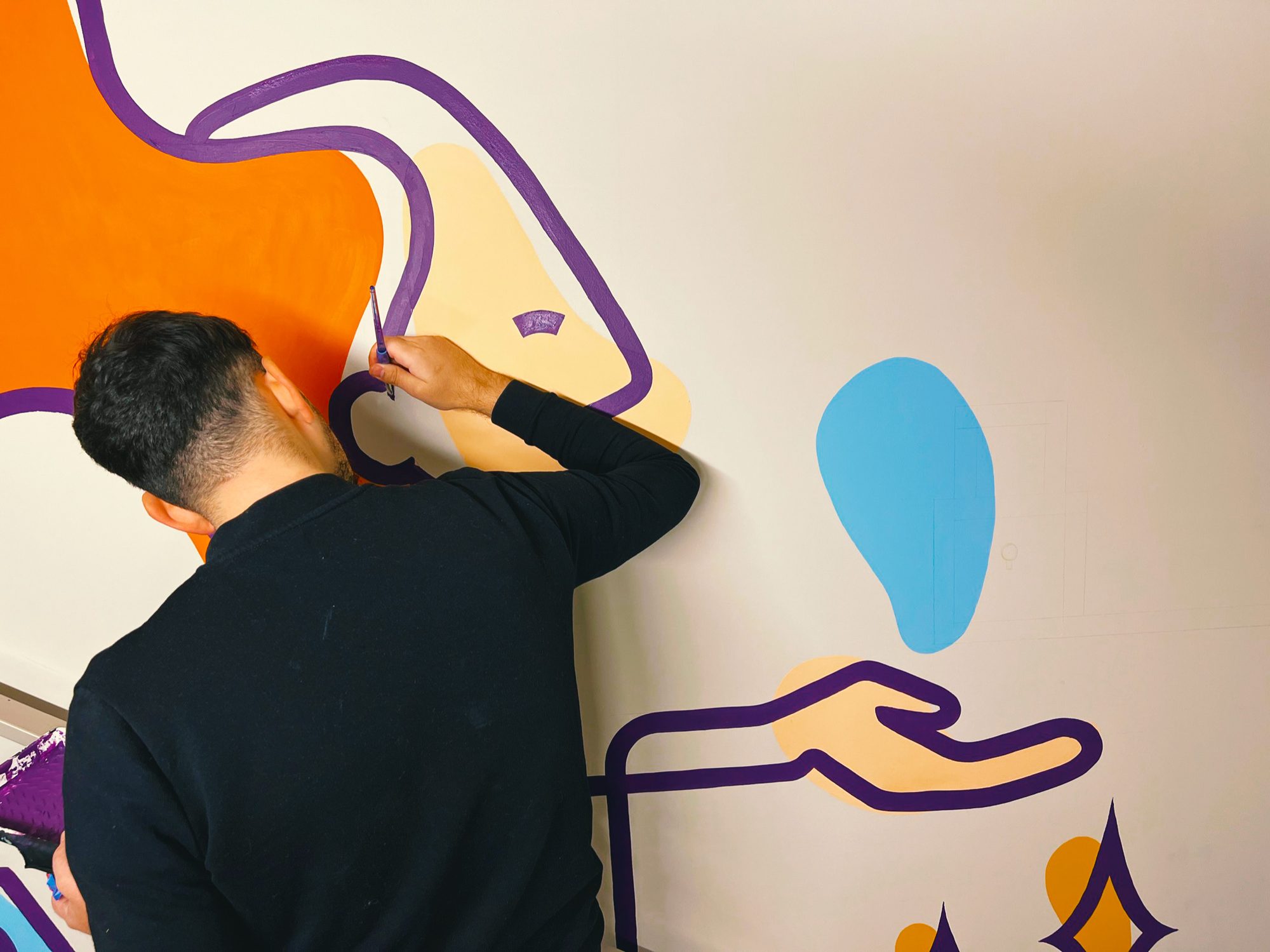Vue d'ensemble — fresque murale Groupe VYV · Doodle, Paris