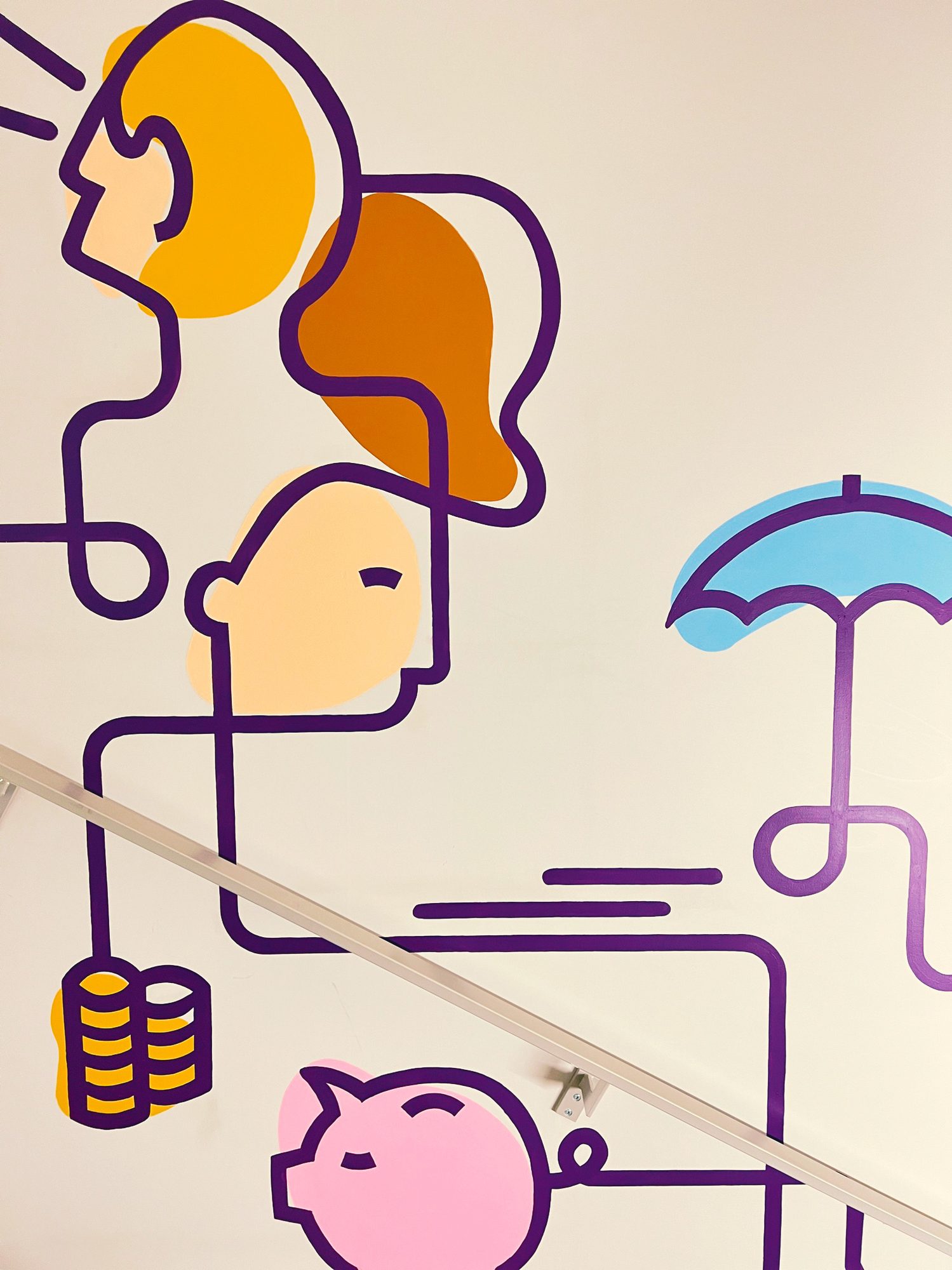 Détail du motif — fresque murale Groupe VYV · Doodle, Paris