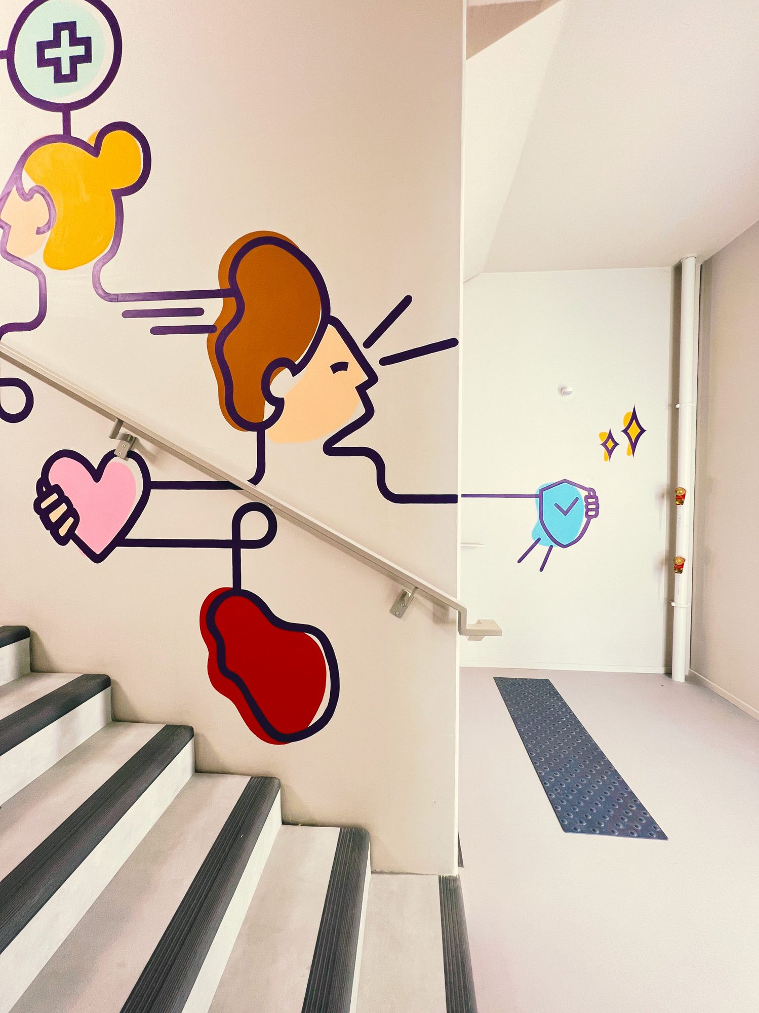 Perspective d'angle — fresque murale Groupe VYV · Doodle, Paris