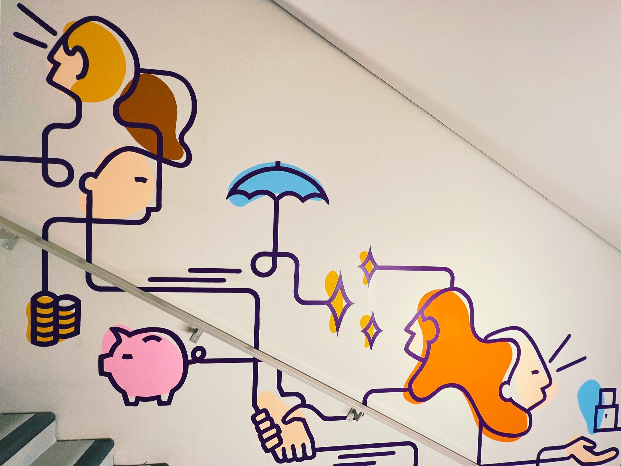 Vue de l'espace — fresque murale Groupe VYV · Doodle, Paris