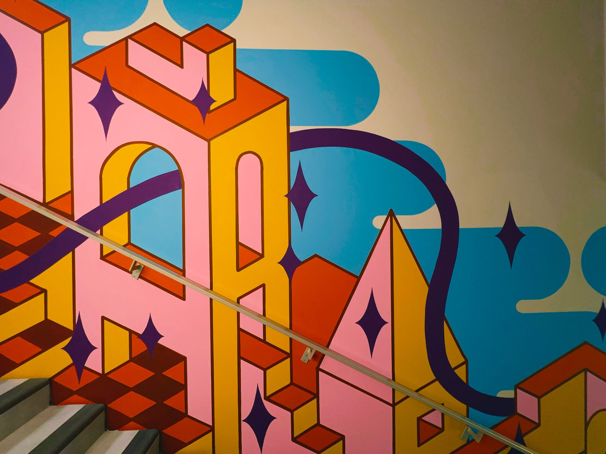 Vue de l'espace — fresque murale Groupe VYV · Onirique, Paris
